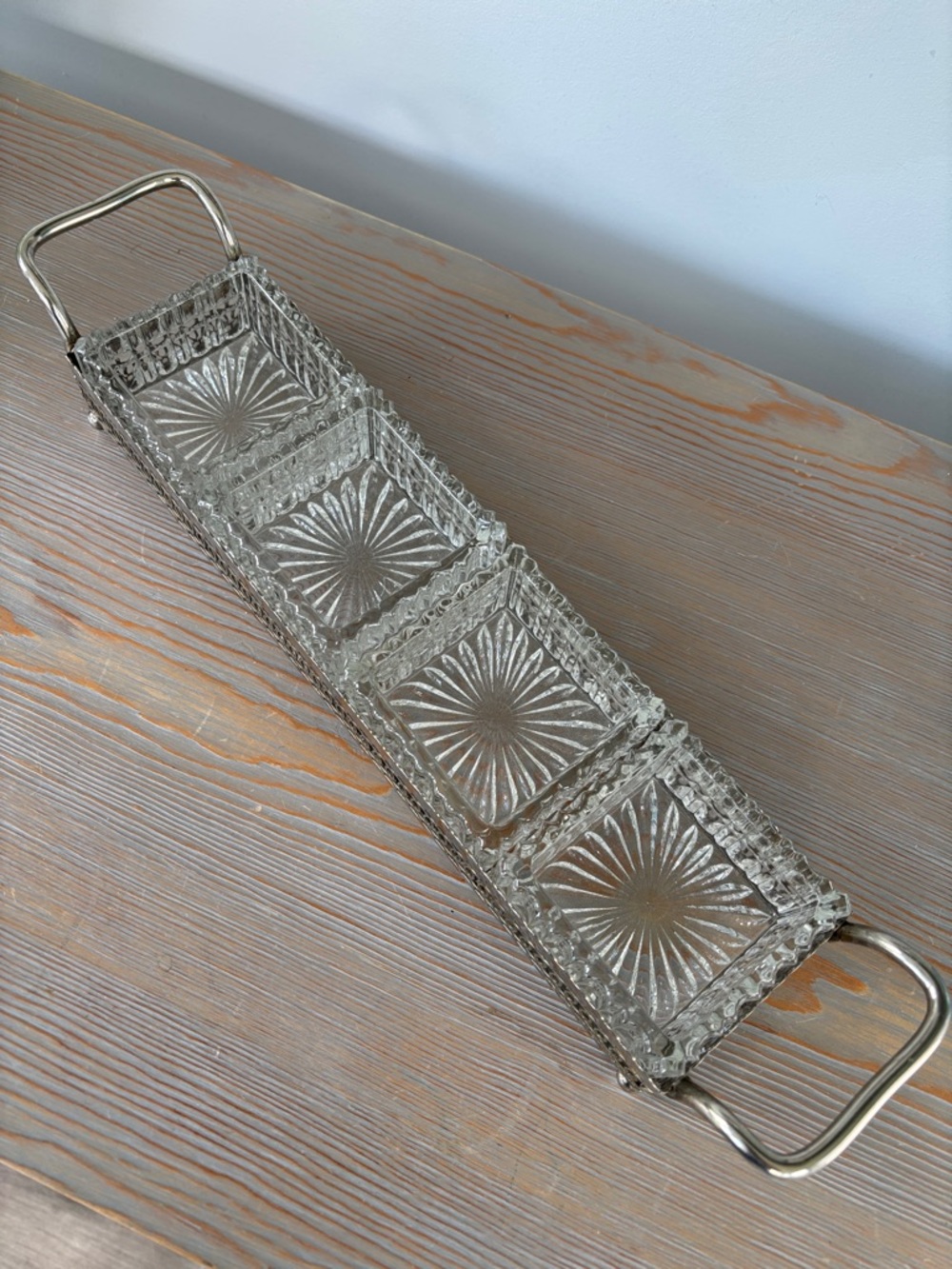 Crystal and Metal Relish Tray